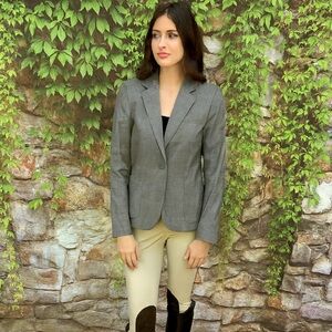 THEORY Gray Plaid Wool Blend Single Button Blazer, M